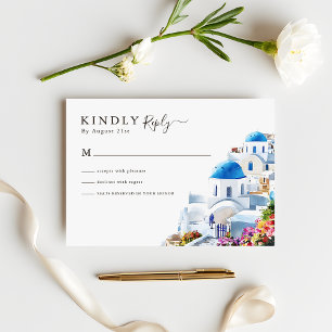 Watercolor Santorini Destination Wedding RSVP