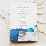 Watercolor Santorini Greece Skyline Wedding Invitation<br><div class="desc">This wedding invitation features a watercolor painting of the Santorini Greece Skyline. Easily edit *most* wording to meet your event needs. Change the background colour and add your own photo to the backside if you like.</div>