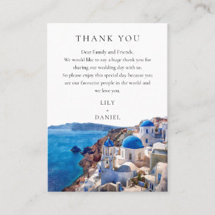 Watercolor Santorini Greece Wedding Thank You Place Card