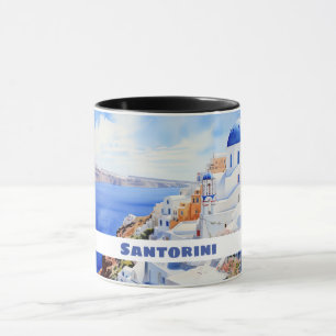 Watercolor Santorini Oia Mug