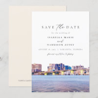 Watercolor Sarasota Florida Skyline Save the Date