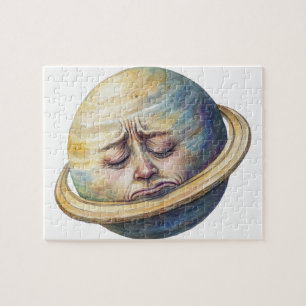 Watercolor Saturn celestial illustration Jigsaw Puzzle