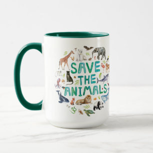 Watercolor Save the Animals Mug