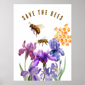 Watercolor Save the bees  Poster