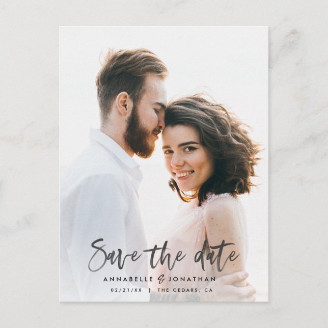 watercolor save the date announcement postcard (Front)