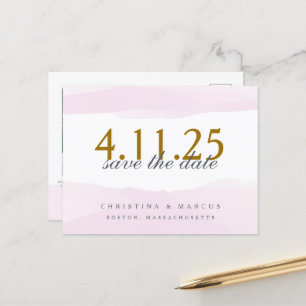 Watercolor Save-the-Date Card, Pink Announcement Postcard