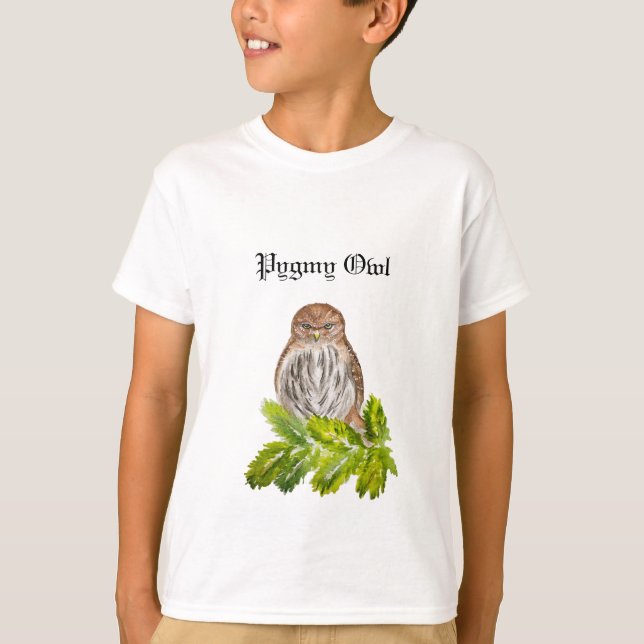 Watercolor Saw Whet Cute Little Owls Card T-Shirt (Front)