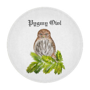Watercolor Saw Whet Cute Little Owls Cutting Board