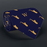 Watercolor Saxophone Jazz Music Monogrammed Blue Tie<br><div class="desc">Elevate your style to a jazz-inspired crescendo with our Watercolor Saxophone Tie – an artistic masterpiece for the discerning musician and music enthusiast. This tie isn't just an accessory; it's a visual celebration of the soulful melodies that emanate from the saxophone, designed for jazz musicians and music lovers alike. The...</div>