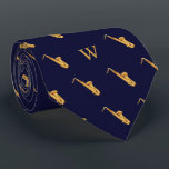 Watercolor Saxophone Jazz Music Monogrammed Blue Tie<br><div class="desc">Elevate your style to a jazz-inspired crescendo with our Watercolor Saxophone Tie – an artistic masterpiece for the discerning musician and music enthusiast. This tie isn't just an accessory; it's a visual celebration of the soulful melodies that emanate from the saxophone, designed for jazz musicians and music lovers alike. The...</div>