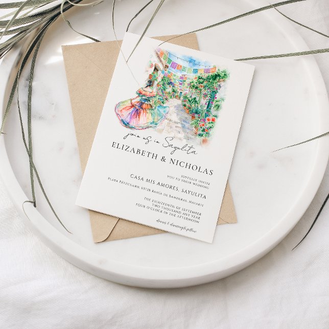 Watercolor Sayulita Mexico Wedding Invitation (Creator Uploaded)