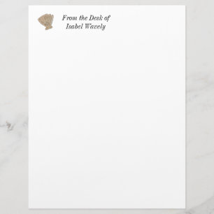 Watercolor Scallop Sea Shell Custom Letterhead