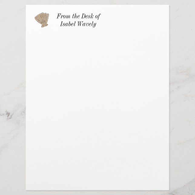 Watercolor Scallop Sea Shell Custom Letterhead (Front)
