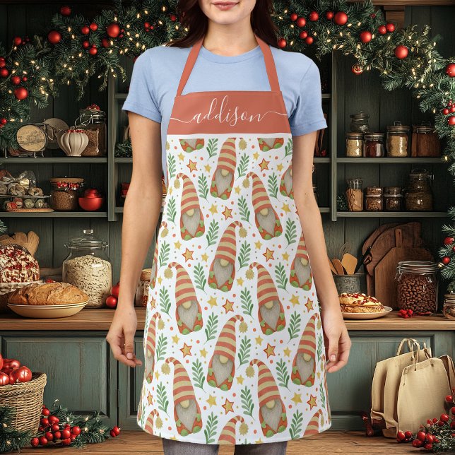Watercolor Scandinavian Gnome Cute Christmas Apron (Creator Uploaded)