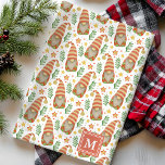 Watercolor Scandinavian Gnome Monogram Christmas Tea Towel<br><div class="desc">Watercolor Scandinavian Gnome Monogram Christmas kitchen towel</div>