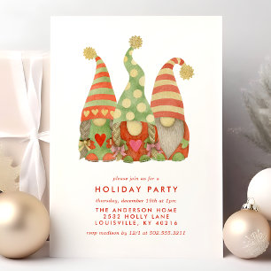 Watercolor Scandinavian Gnomes Holiday Party Card