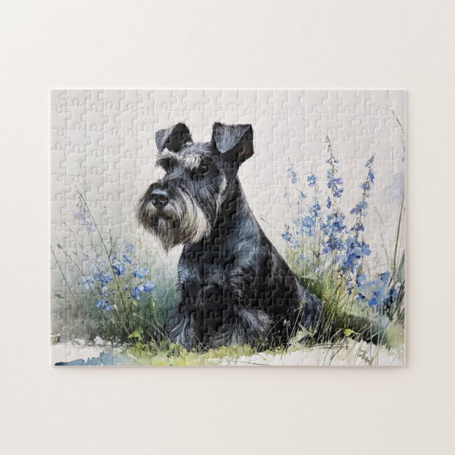 Watercolor Schnauzer Jigsaw Puzzle (Horizontal)