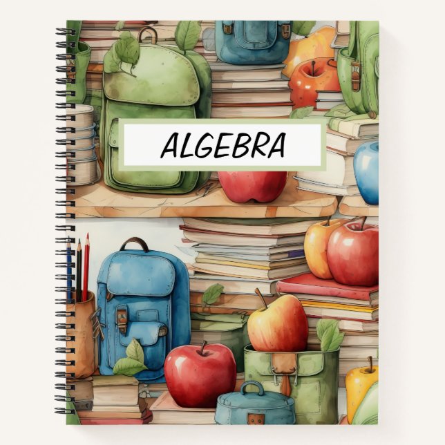 WATERCOLOR SCHOOL BACKPACKS RED APPLES NOTEBOOK (Front)