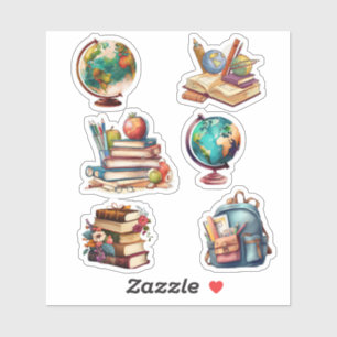 Watercolor School & Books Sticker Sheet
