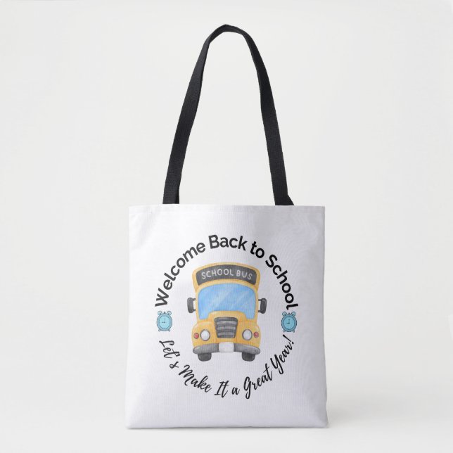 Watercolor School Bus Tote Bag (Front)
