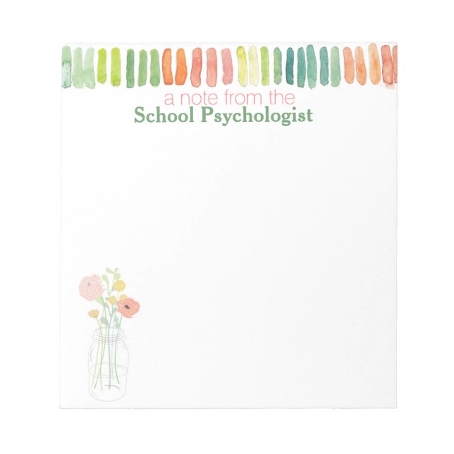 Watercolor School Psychologist's Note Pad (Front)