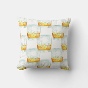 Watercolor Scotch on the Rocks Cushion