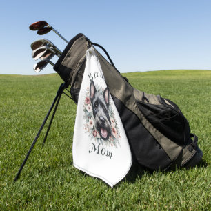 Watercolor Scottie and Floral Wreath Golf Towel