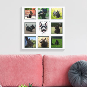 Watercolor Scottie and Floral Wreath Memorial Canvas Print