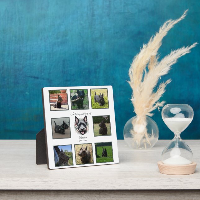 Watercolor Scottie and Floral Wreath Memorial Plaque (Insitu)