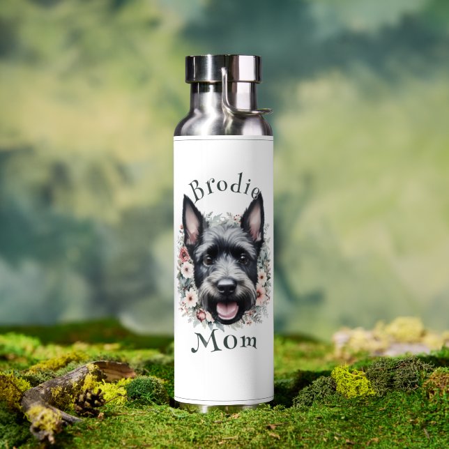 Watercolor Scottie and Floral Wreath Water Bottle (Outdoor (Rotated))