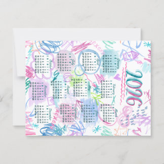 Watercolor Scribbles Calendar Tea Towel 2026 Postcard