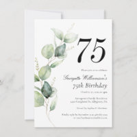 Watercolor Script 75th Birthday