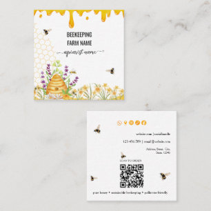Watercolor Script BeeKeeper Honey Apairist Square Business Card