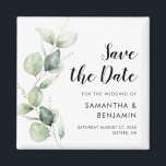 Watercolor Script Botanical Wedding Save the Date Magnet<br><div class="desc">Cute Botanical Watercolor Eucalyptus Wedding save the date magnet that makes a perfect keepsake for your guests and will be cherished for years. Easily replace the names,  announcement,  date,  and venue to create a one-of-a-kind save the date announcement</div>