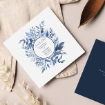 Watercolor Script Foliage Navy Blue Save the Date Card<br><div class="desc">Create your own modern Save the Date announcement to alert friends, family, and coworkers about your upcoming wedding. Featuring watercolor foliage in shades of blue and navy with script and modern typography on white background. Get ahead of the trend with our editable Save the Date announcement templates for announcing your...</div>