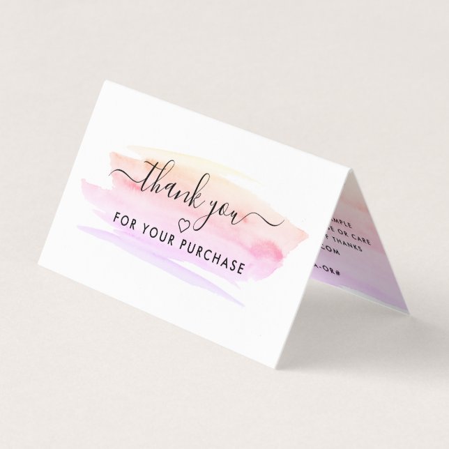Watercolor Script, Logo/Picture Thank You Card (Front)