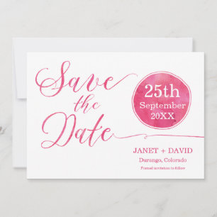 Watercolor Script Pink Save The Date