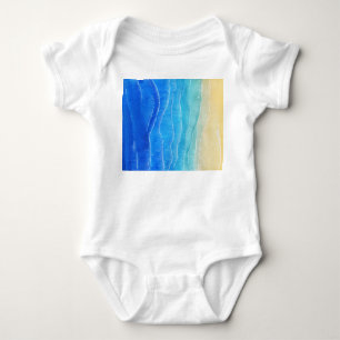 Watercolor sea and beach view. baby bodysuit