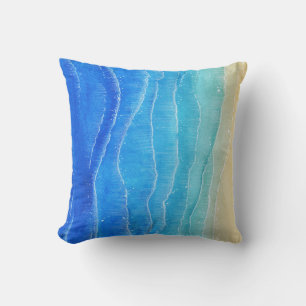 Watercolor sea and beach view. cushion