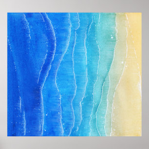 Watercolor sea and beach view. poster