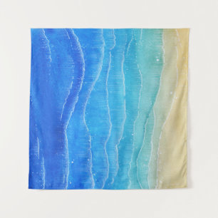 Watercolor sea and beach view. tapestry