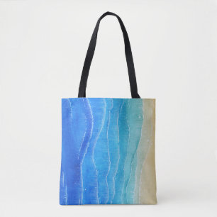 Watercolor sea and beach view. tote bag