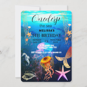 Watercolor Sea Animals Birthday Party Invitation