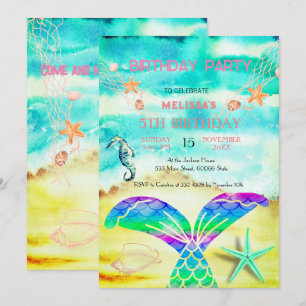 Watercolor Sea Animals Birthday Party Invitation
