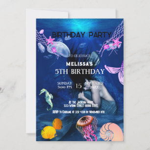 Watercolor Sea Animals Birthday Party Invitation