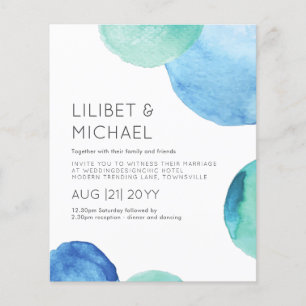 Watercolor Sea Glass Abstract Teal Green Wedding Flyer