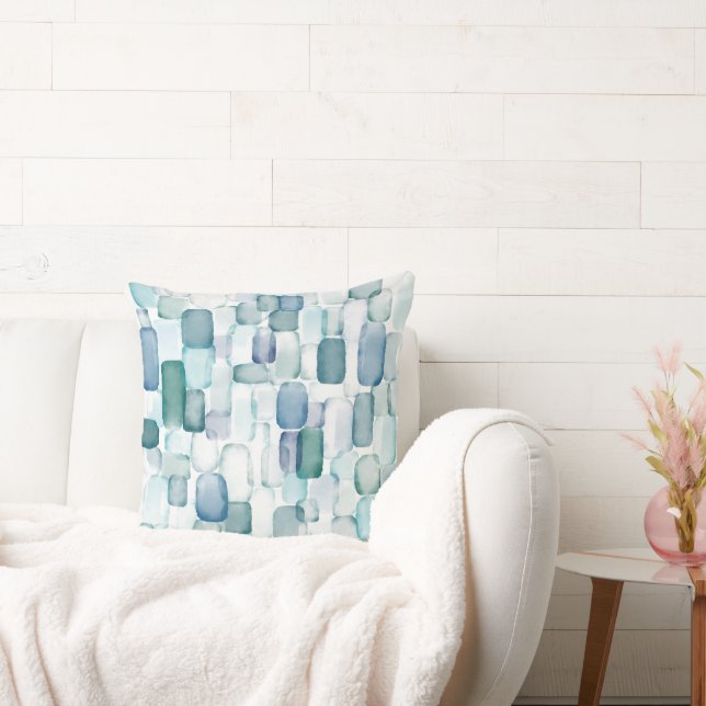 Watercolor Sea Glass Cushion (Couch)