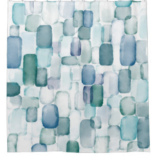 Watercolor Sea Glass Shower Curtain