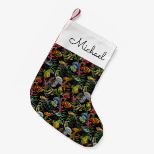 Watercolor Sea Life    Add Your Name Small Christmas Stocking