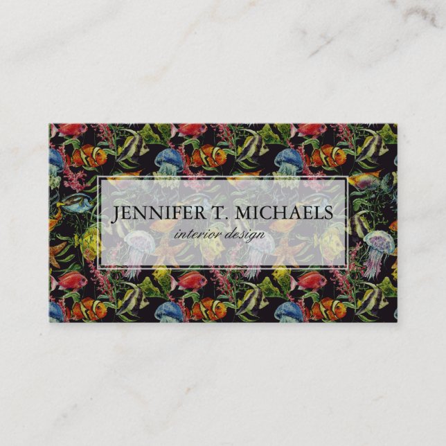 Watercolor Sea Life Pattern 1 Business Card (Front)
